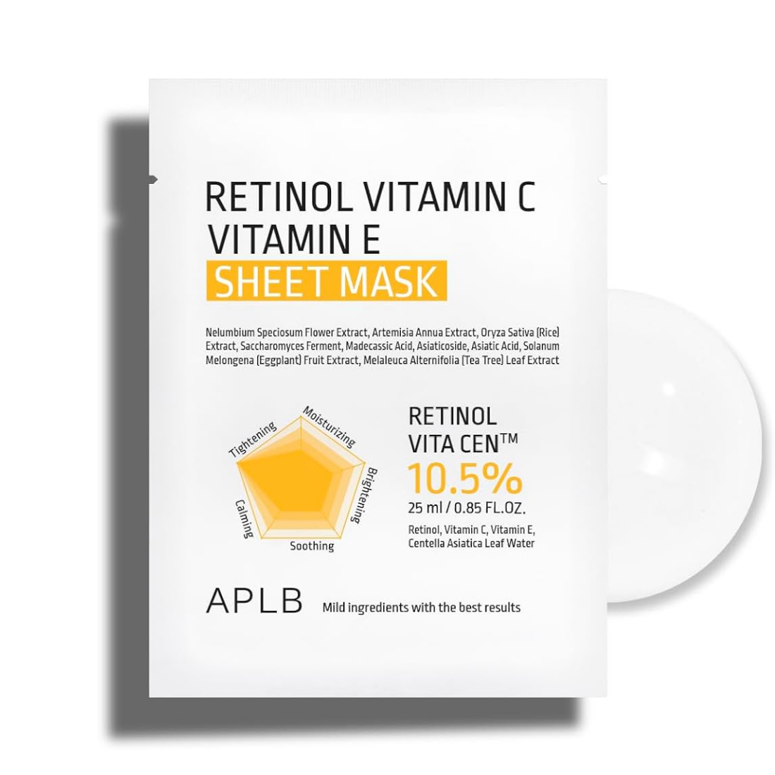 APLB Retinol Vitamin C Vitamin E Sheet Mask lakštinė veido kaukė