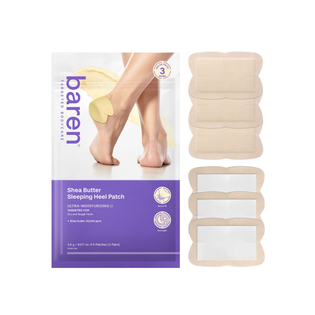 BAREN Shea Butter Sleeping Heel Patch 2 vnt. pleistrai pėdų odos priežiūrai