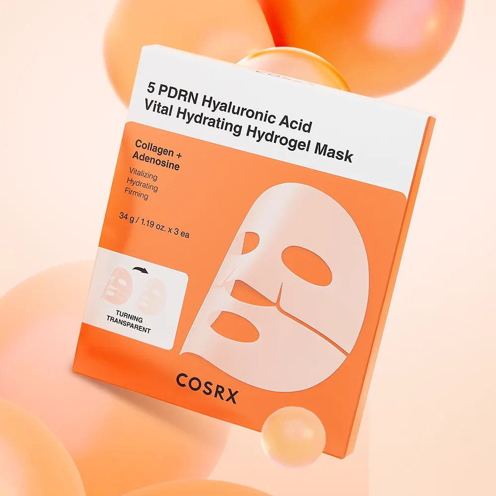 COSRX 5 PDRN Hyaluronic Acid Vital Hydrating Hydrogel Mask hidrogelinė veido kaukė
