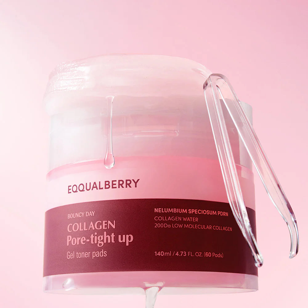 EQQUALBERRY Collagen Pore-Tight Up Gel Toner Pads veido padeliai