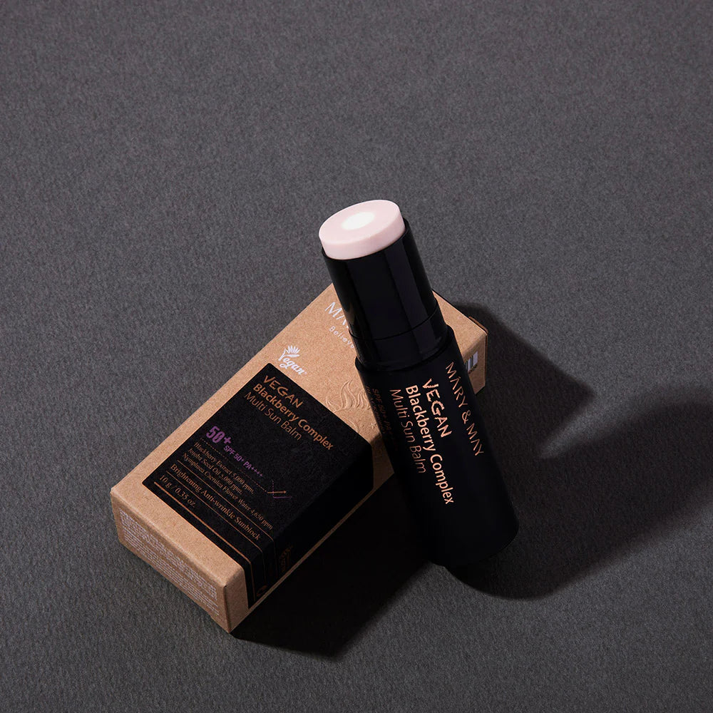 MARY&MAY Vegan Blackberry Complex Multi Sun Balm SPF50+ pieštukinė apsauga nuo saulės
