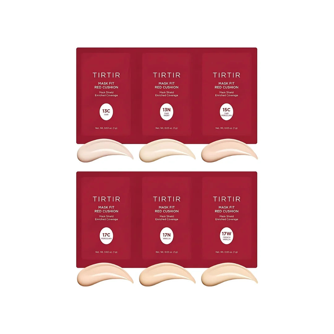 TIRTIR Mask Fit Red Cushion Foundation 6 Colors Kit mėginėlių rinkinys Nr. 1